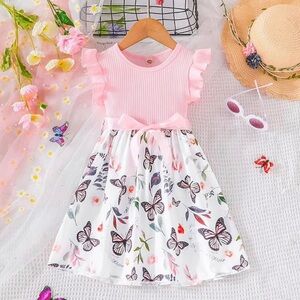 Toddler Girls Butterfly Summer Dress, Size 3-4Y